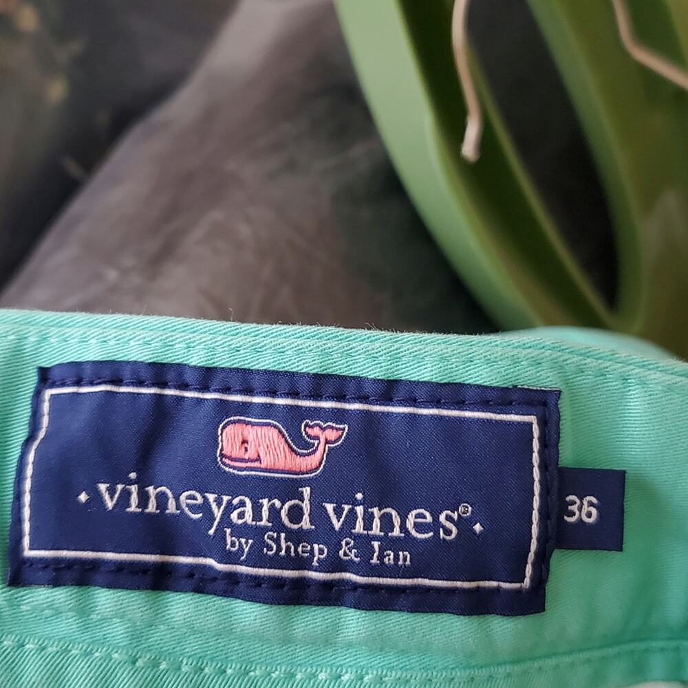 Vineyard Vines Pastel Green flat front chino shorts Size 36 Great condition - Picture 3 of 7